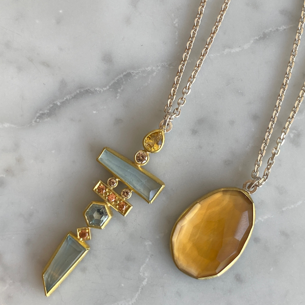 Citrine rose cut pendant