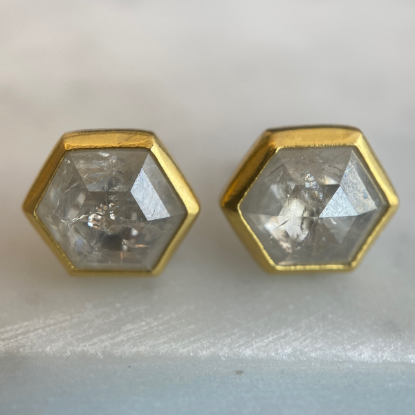 Icy Diamond hexagon stud earrings