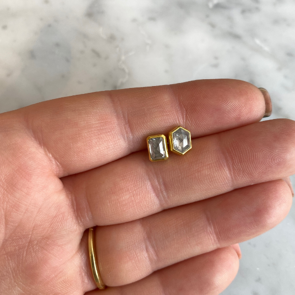 Icy Diamond mismatched stud earrings