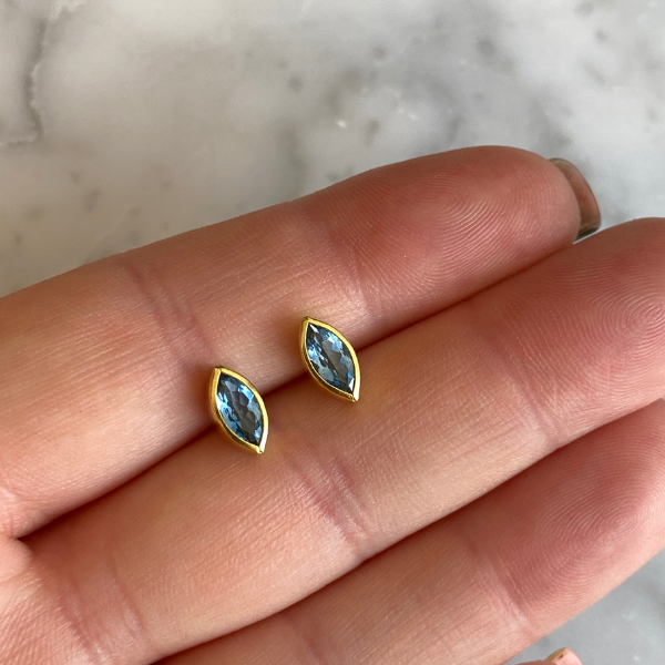 Aqua Marquise Stud Earrings