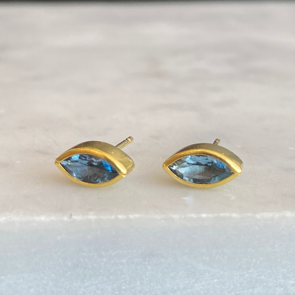Aqua Marquise Stud Earrings