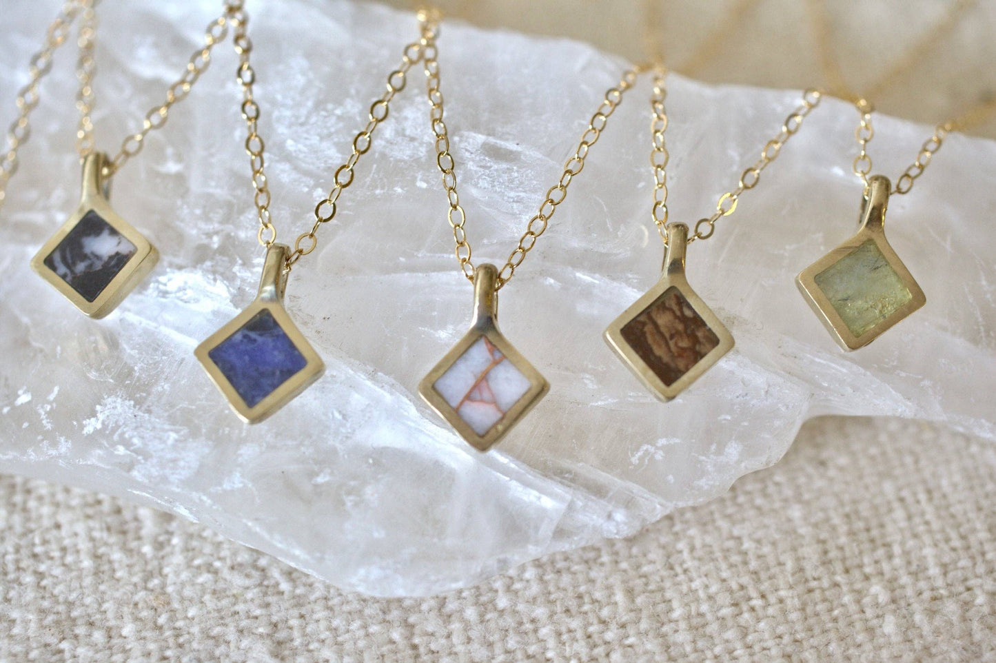 Mountainside Jewelry - Mesa Necklace: Brass + Gold Filled / Kyanite