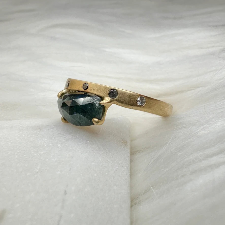 Sapphire and Diamond Engagement Ring in 14k Gold