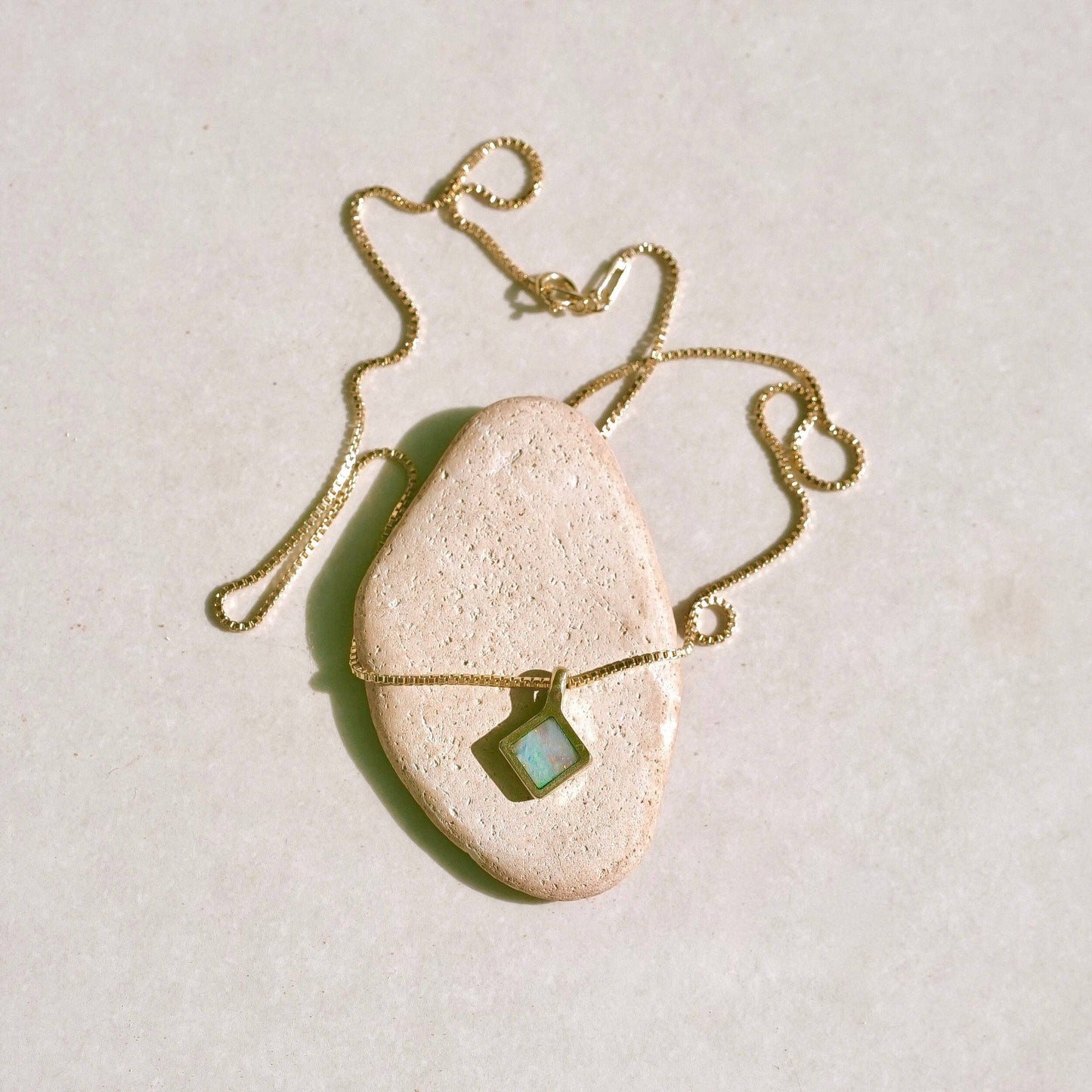 Mountainside Jewelry - Mesa Necklace: Brass + Gold Filled / Turquoise