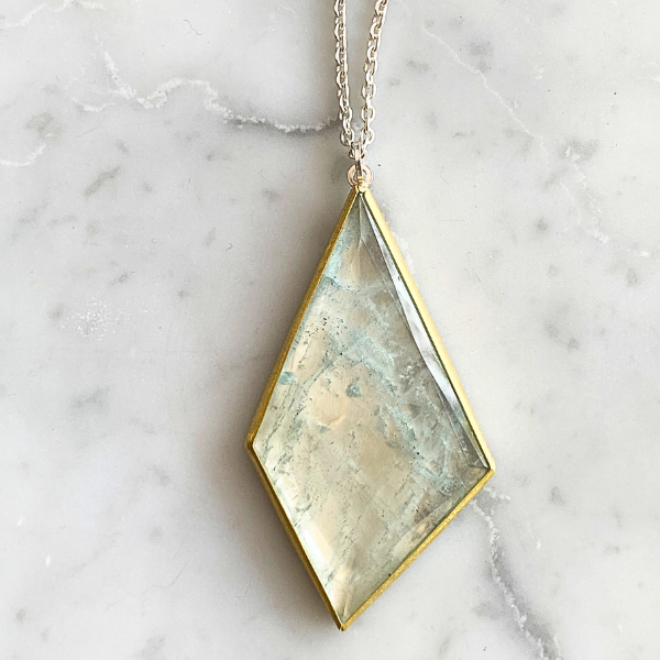 Aqua geometric rose cut pendant
