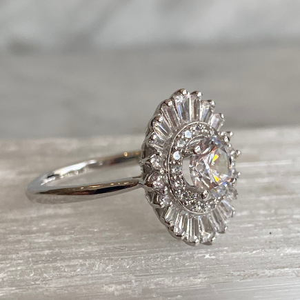 Radiant Art Deco Halo Ring