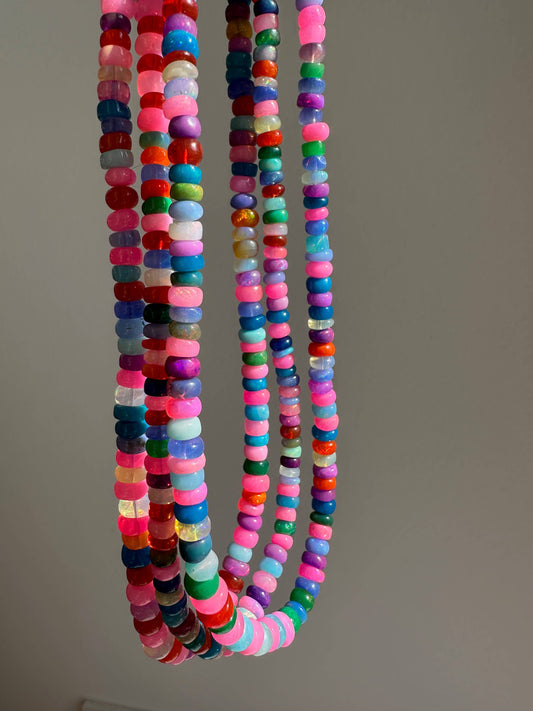 Bold Pink Candy Opal Necklace