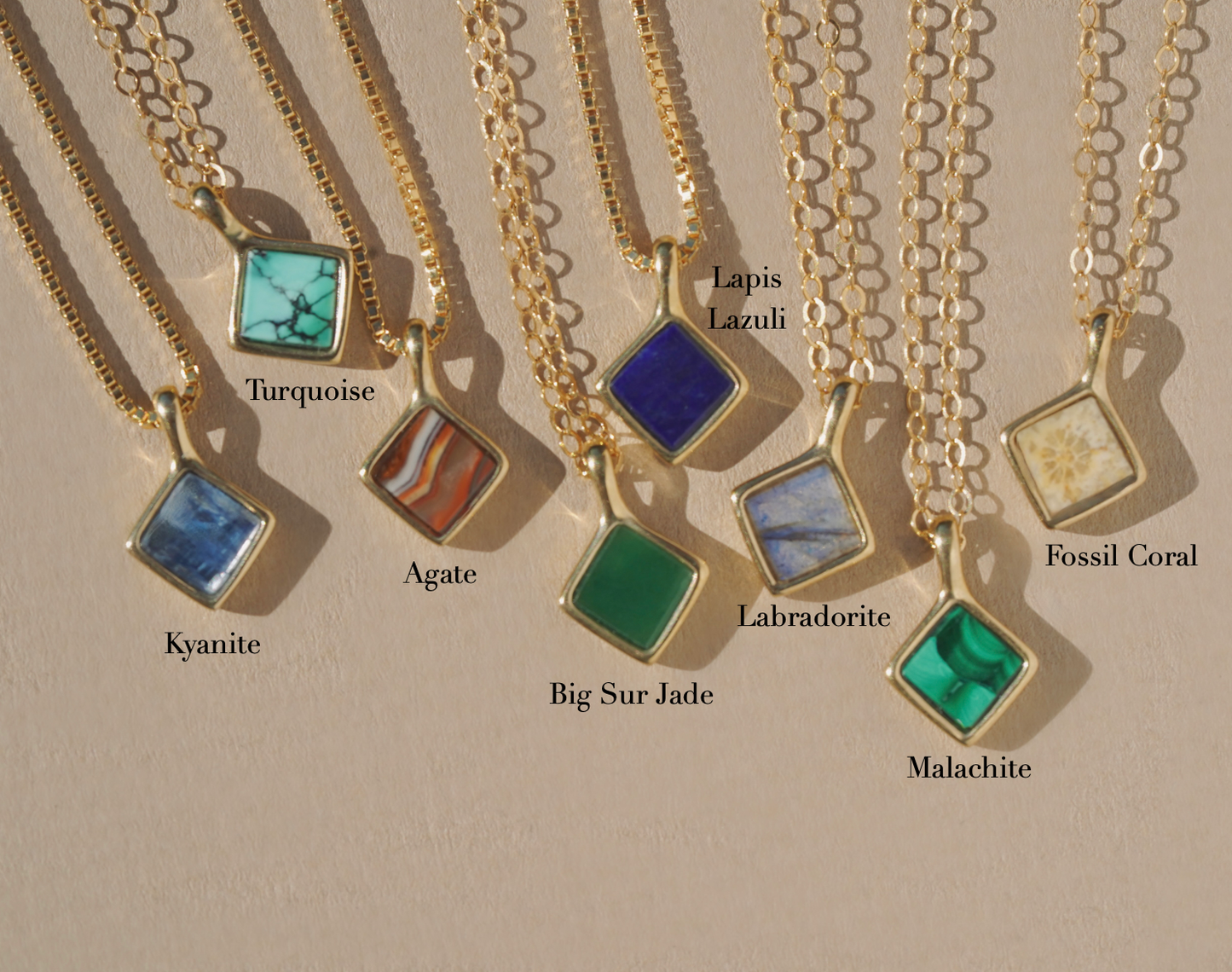 Mountainside Jewelry - Mesa Necklace: Brass + Gold Filled / Kyanite