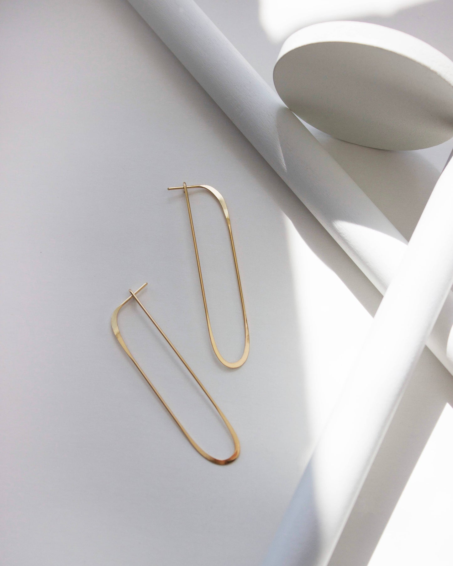 L.Greenwalt Jewelry - Long Oval Earrings: Sterling Silver