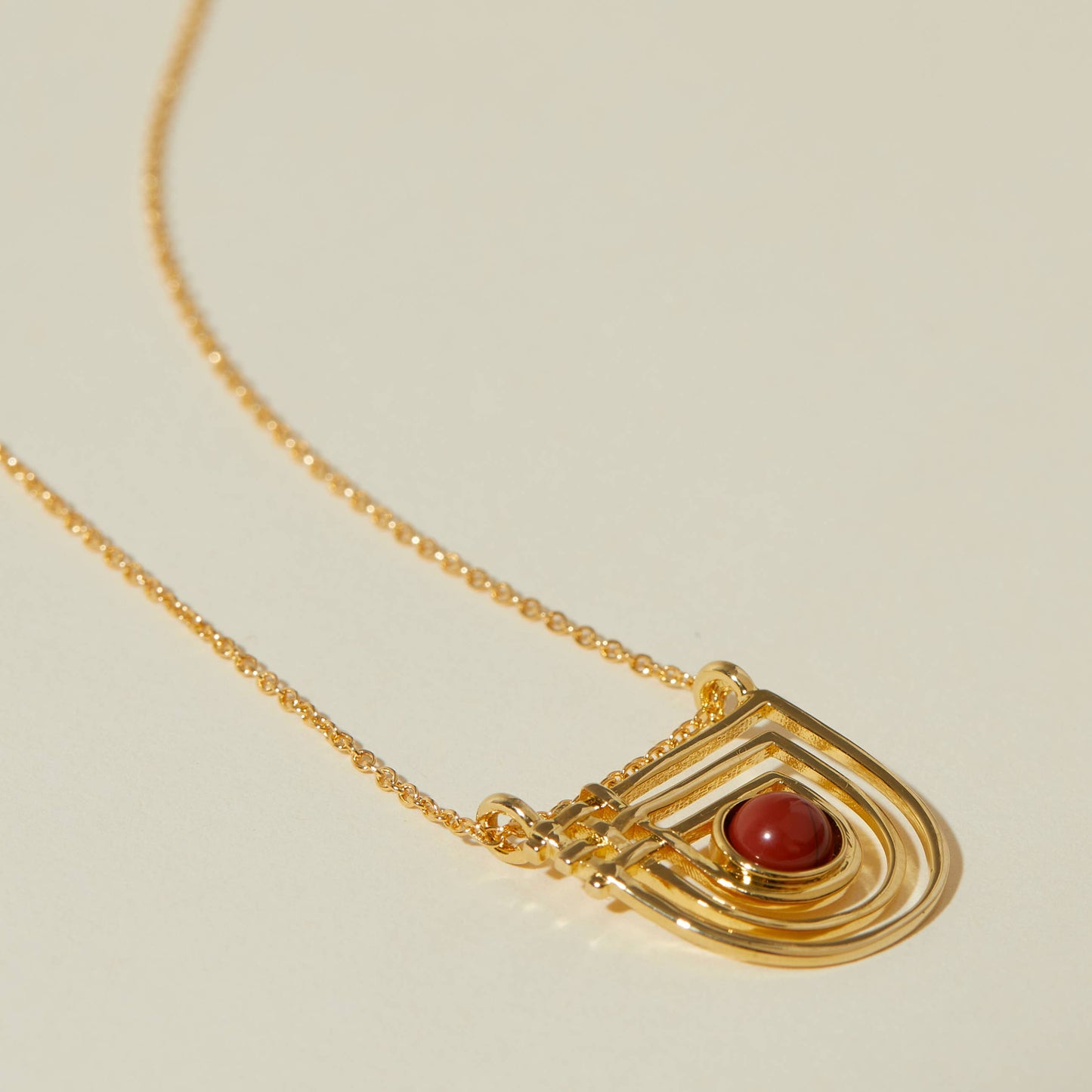 Lindsay Lewis - Golden Era Necklace - Red Jasper: 18" Chain