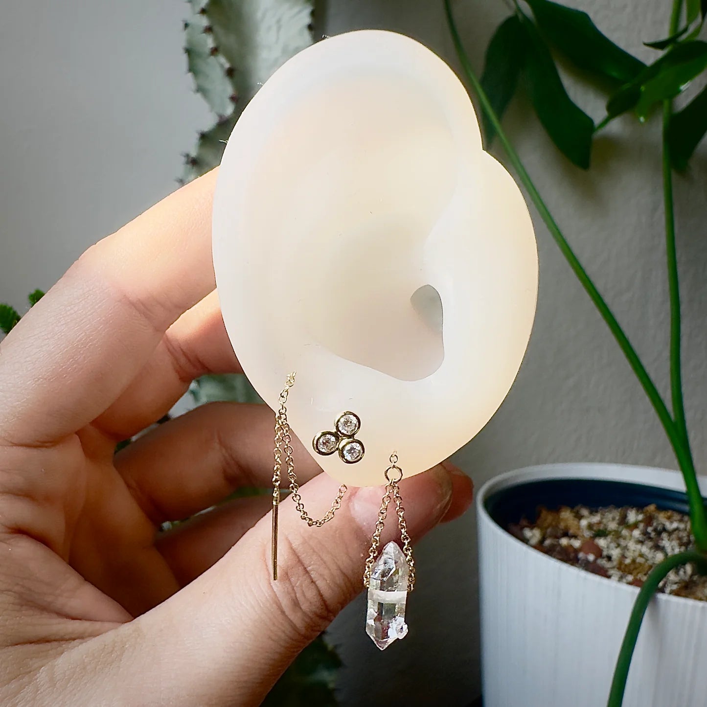 Quartz Crystal Threader Earring - Single