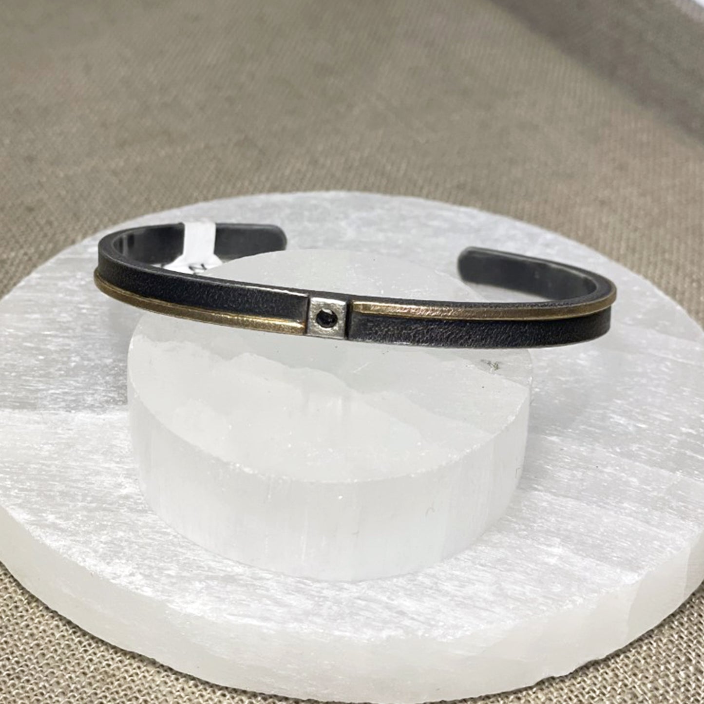 Diagonal Line Cuff with Black Diamond