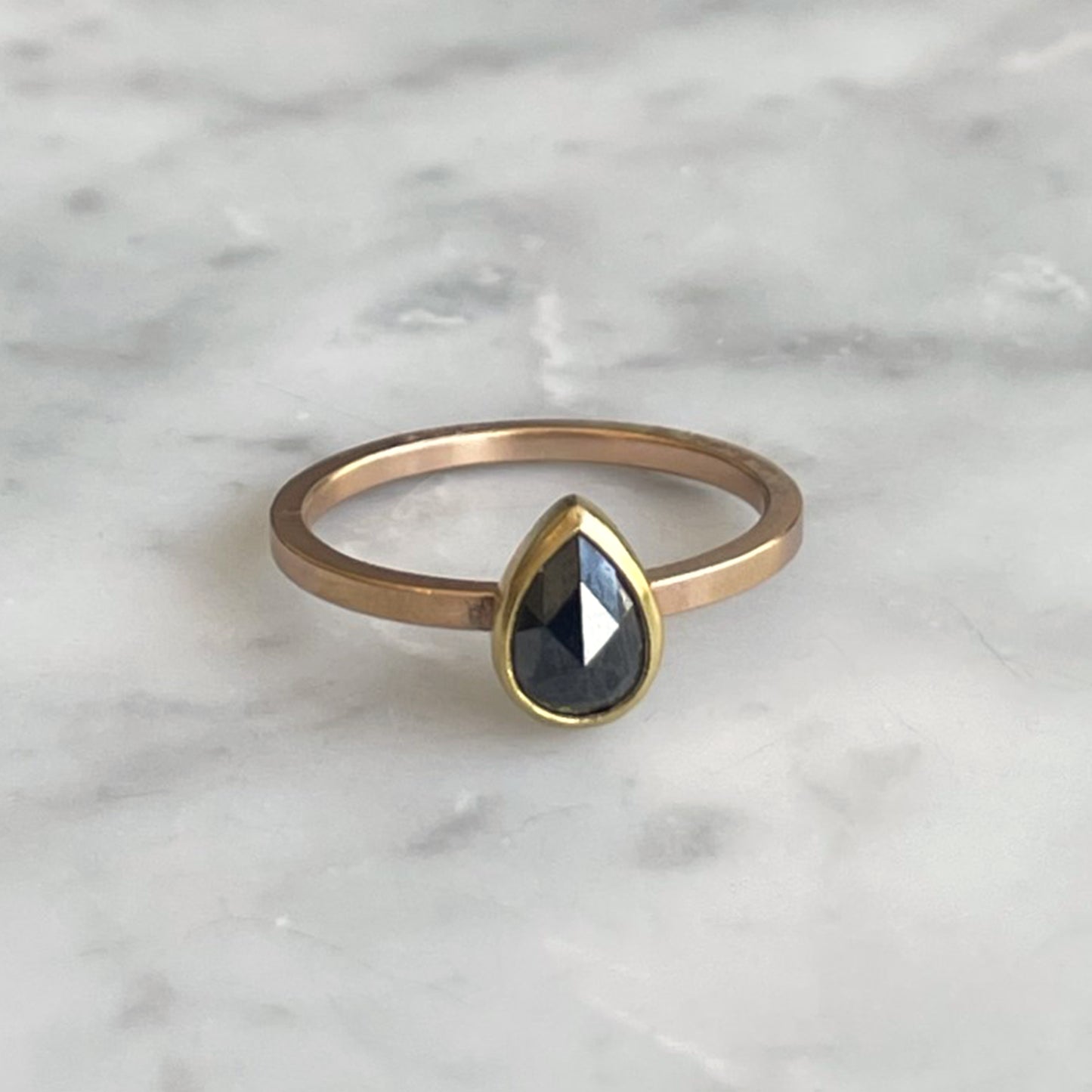Black Diamond Teardrop Ring