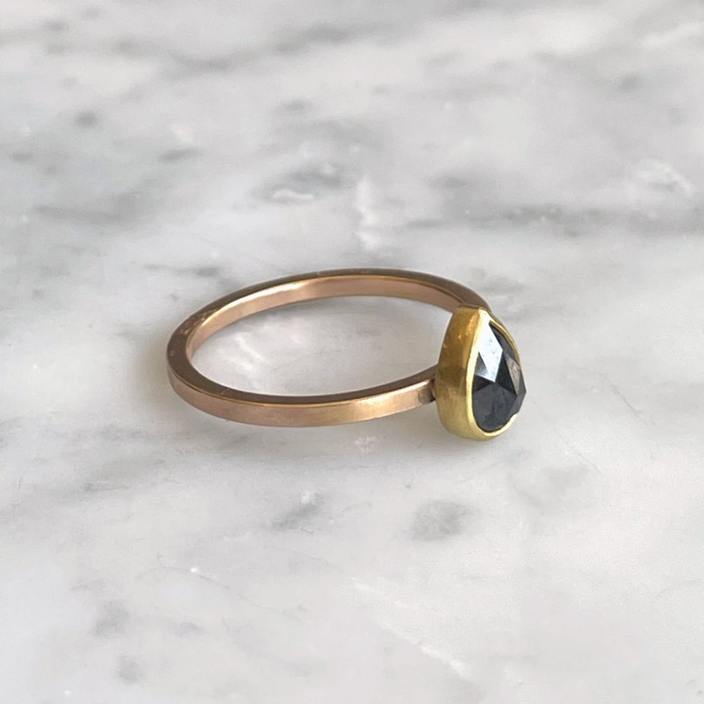 Black Diamond Teardrop Ring