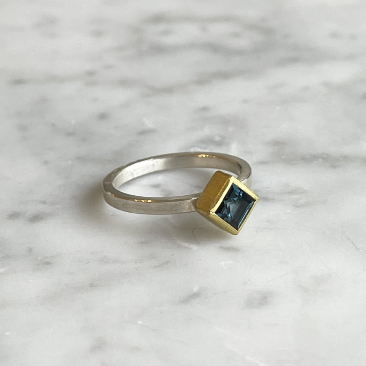 Blue Topaz Square Ring