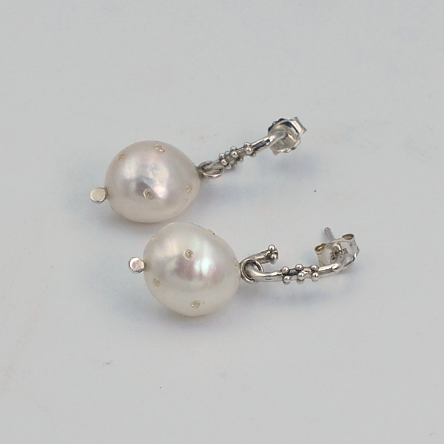 Pearl and Granule Charm Drops W/CZs