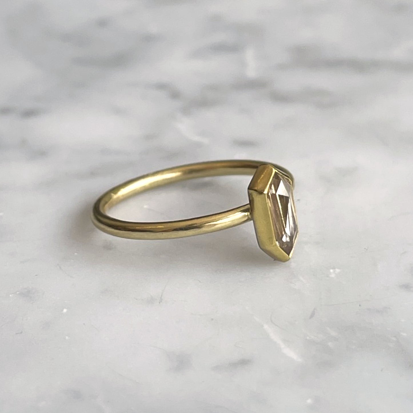 Champagne Diamond Shield Ring
