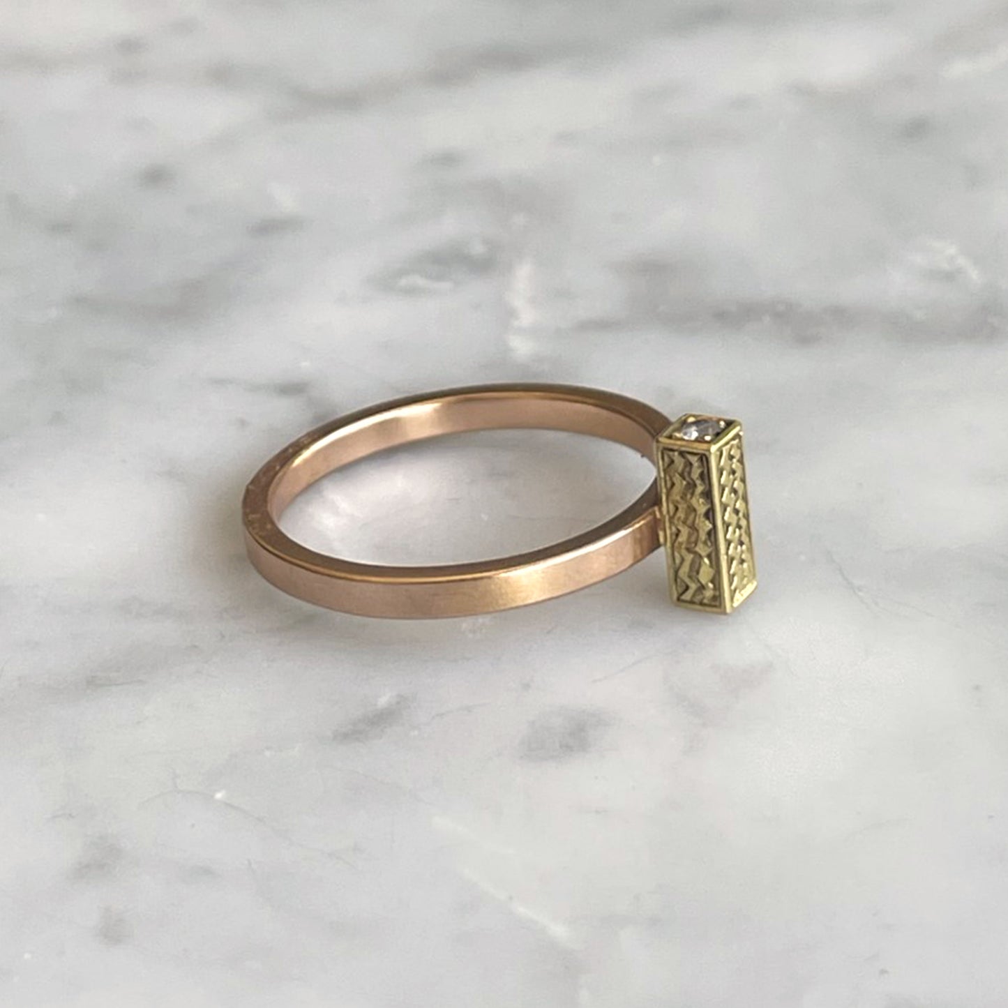 Diamond Engraved Bar Ring