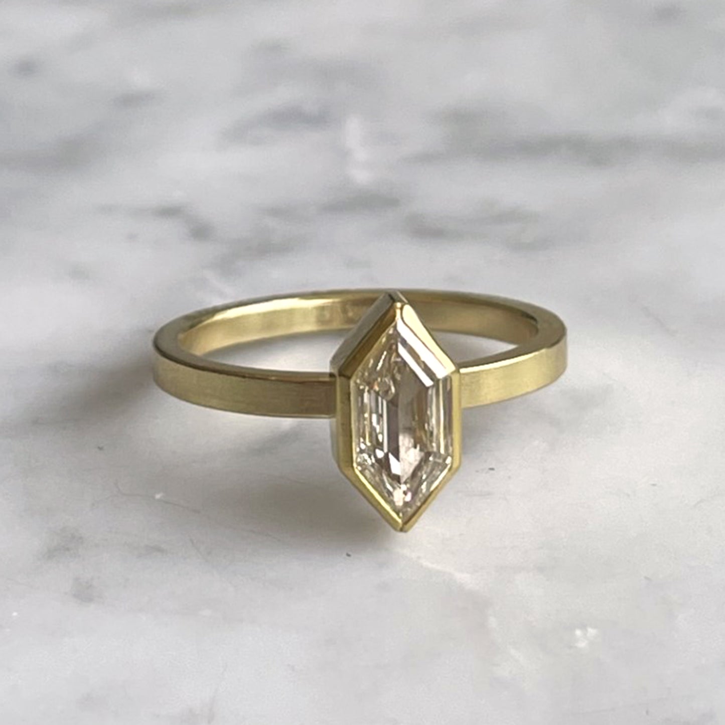 Diamond Long Hexagon Ring