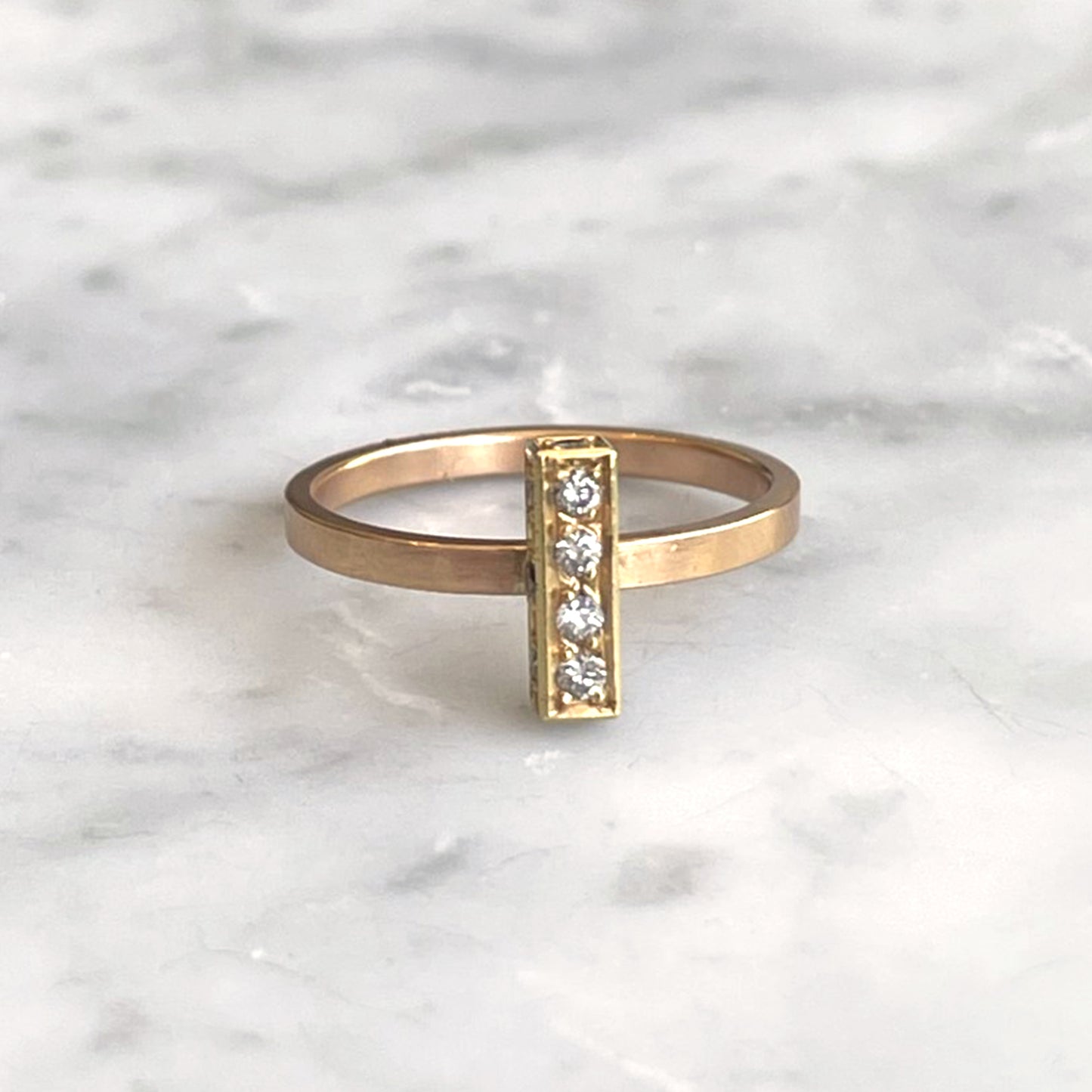 Grey Diamond Bar Ring