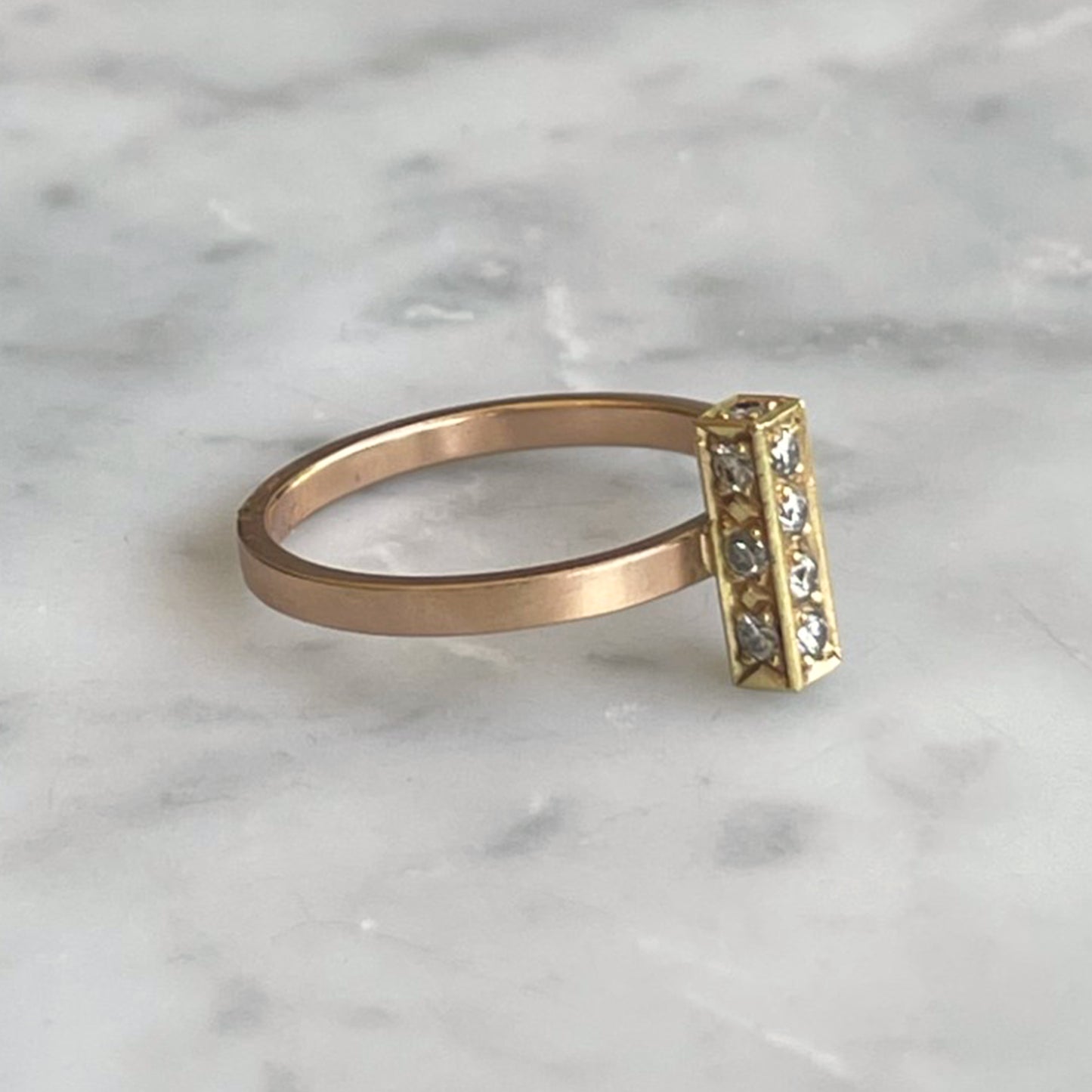 Grey Diamond Bar Ring