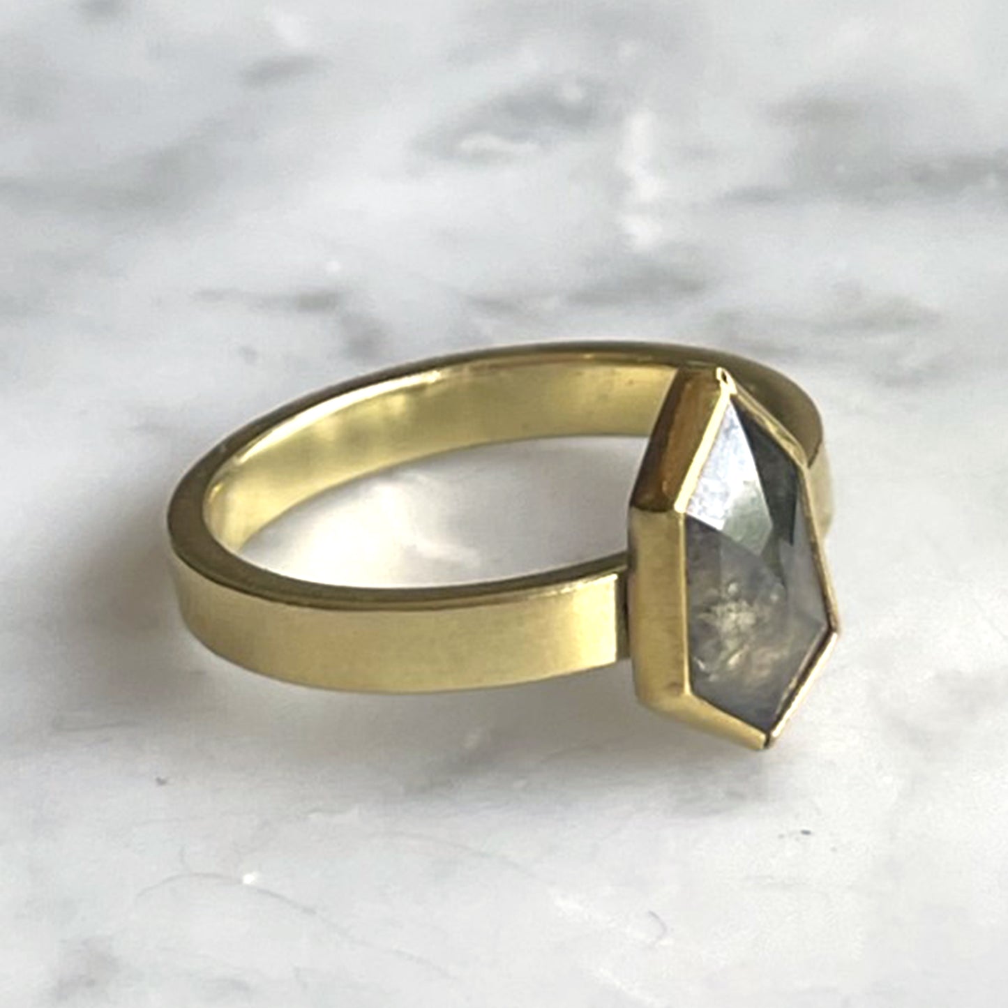 Grey Diamond Shield Ring