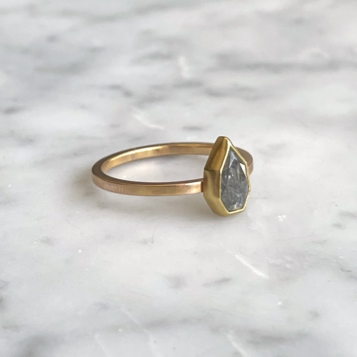 Grey Diamond Shield Ring