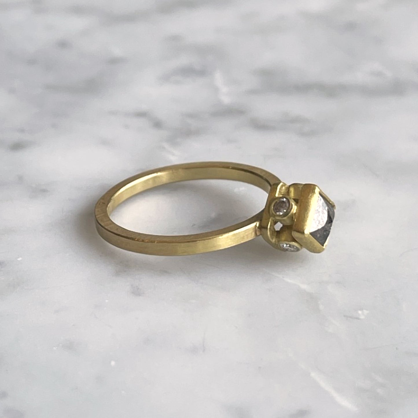 Grey Diamond Temple Ring