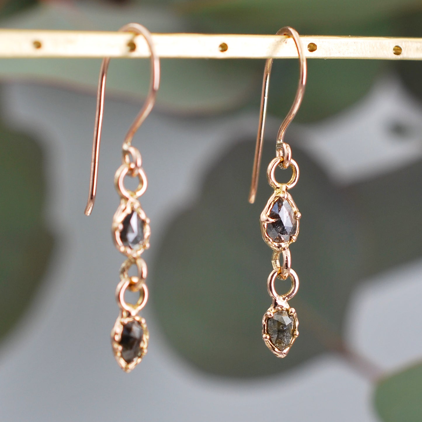 Rose Gold Rustic Diamond Drops