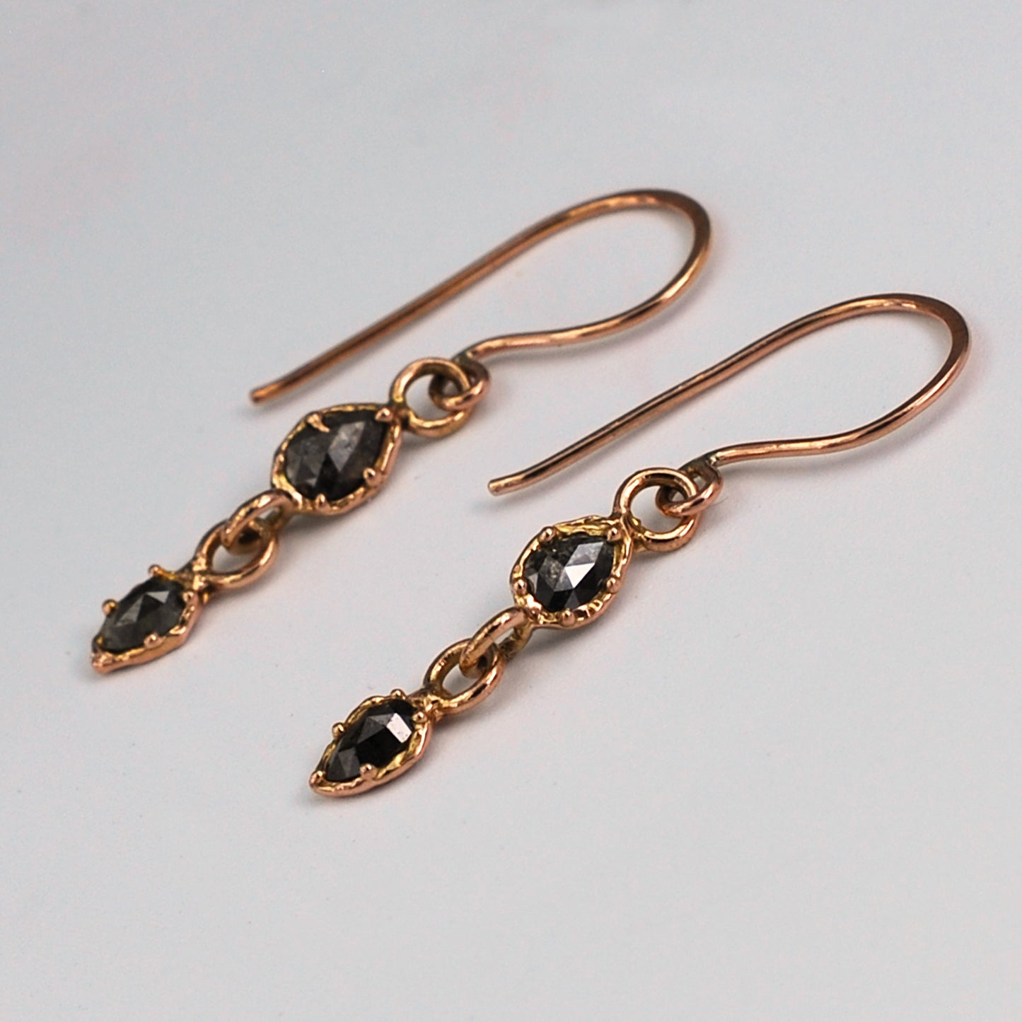 Rose Gold Rustic Diamond Drops