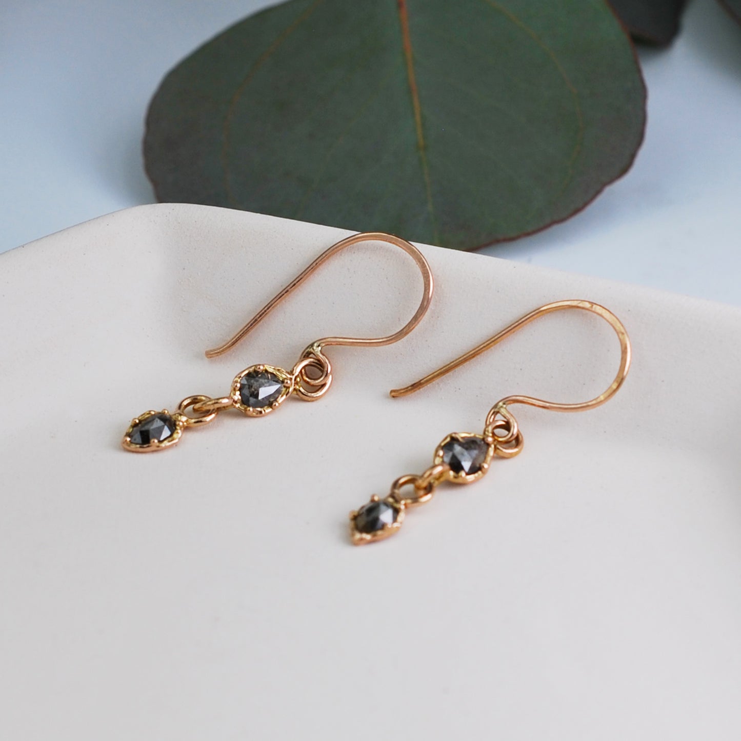 Rose Gold Rustic Diamond Drops