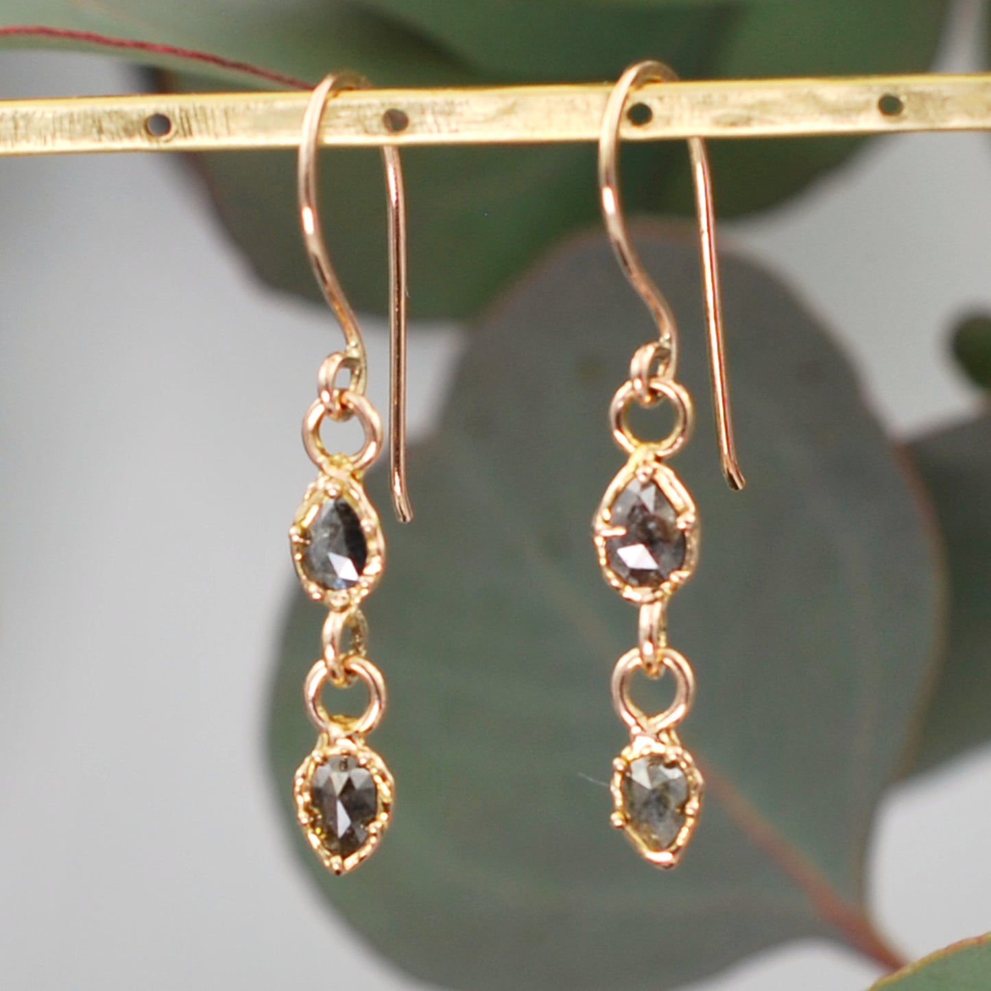 Rose Gold Rustic Diamond Drops
