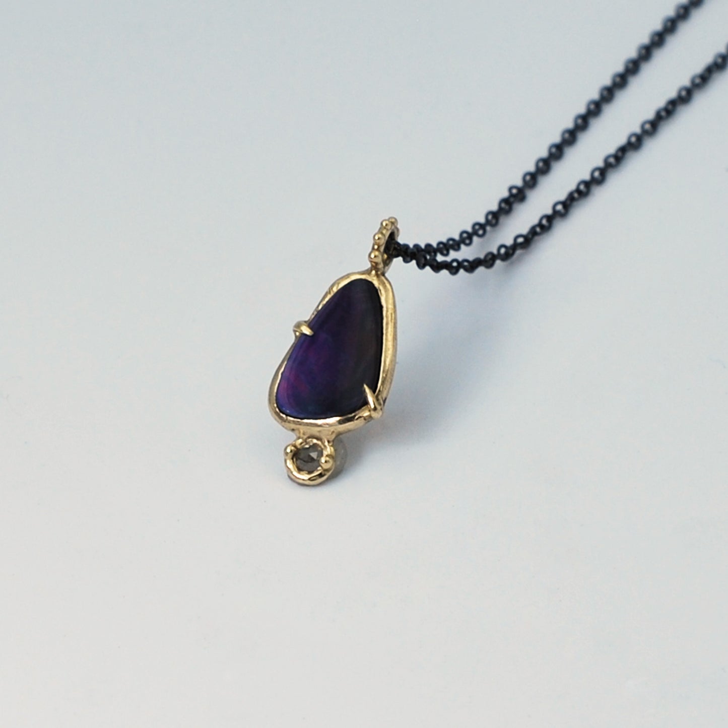 Boulder Opal and Rose Cut Diamond Pendant