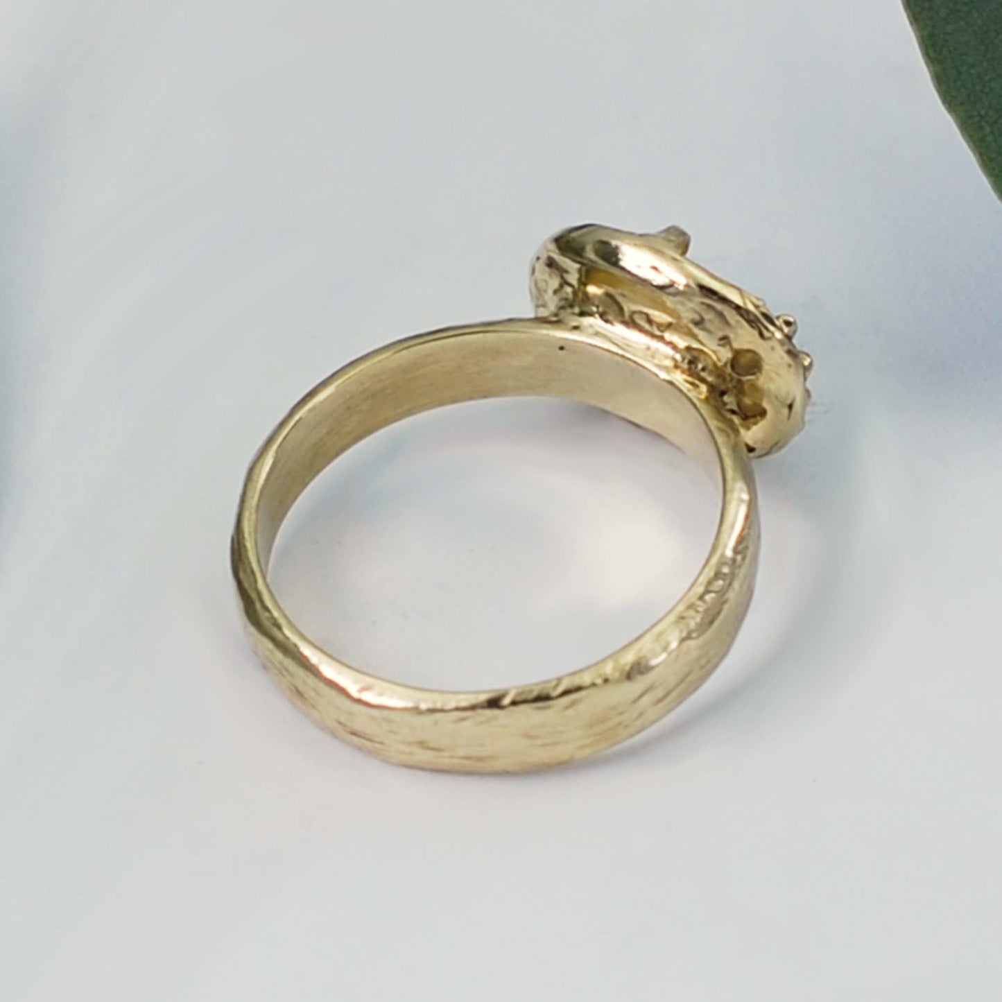 Opal and Diamond Cocktail Ring with Scratched Band