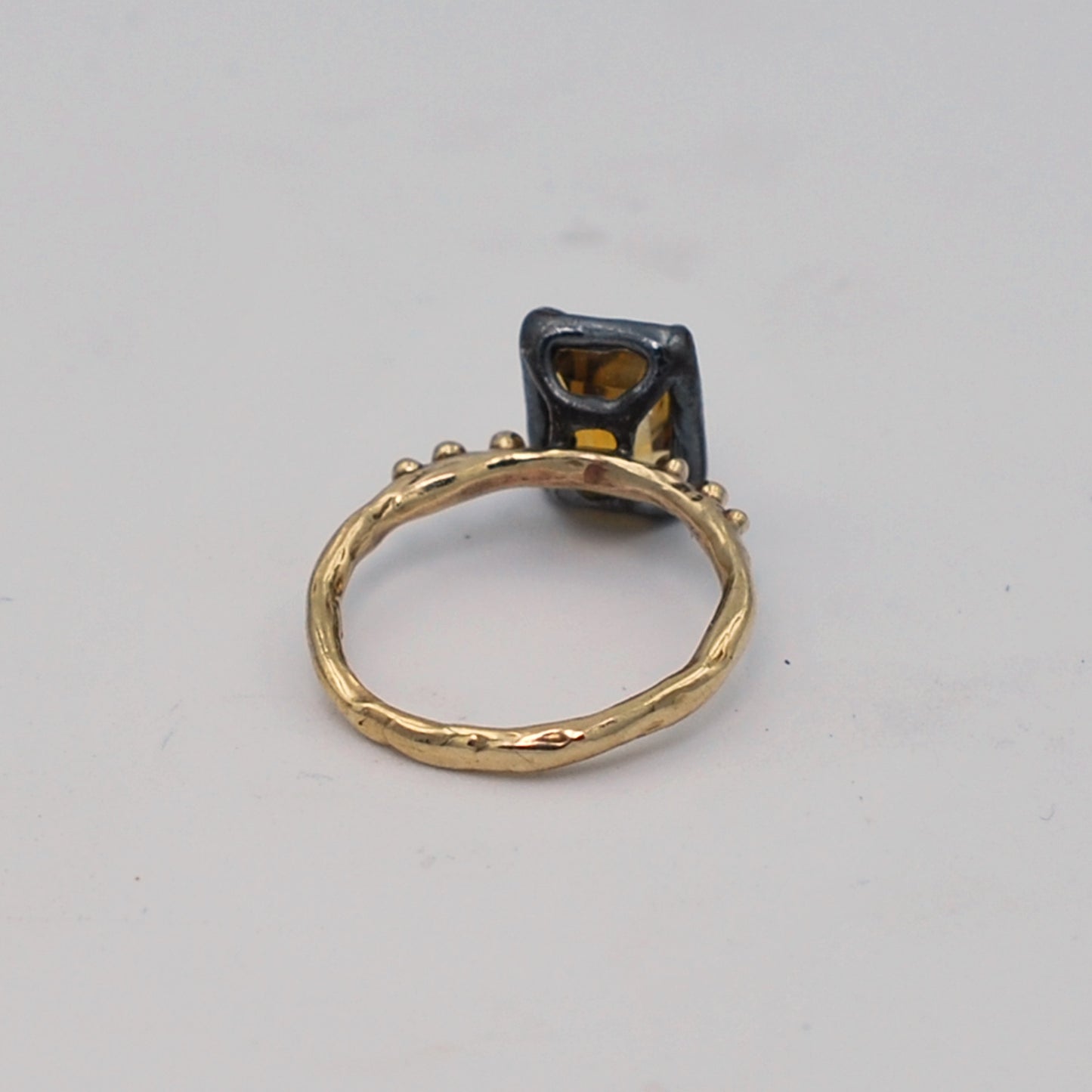 Citrine Solitaire Mixed Metal Cocktail Ring