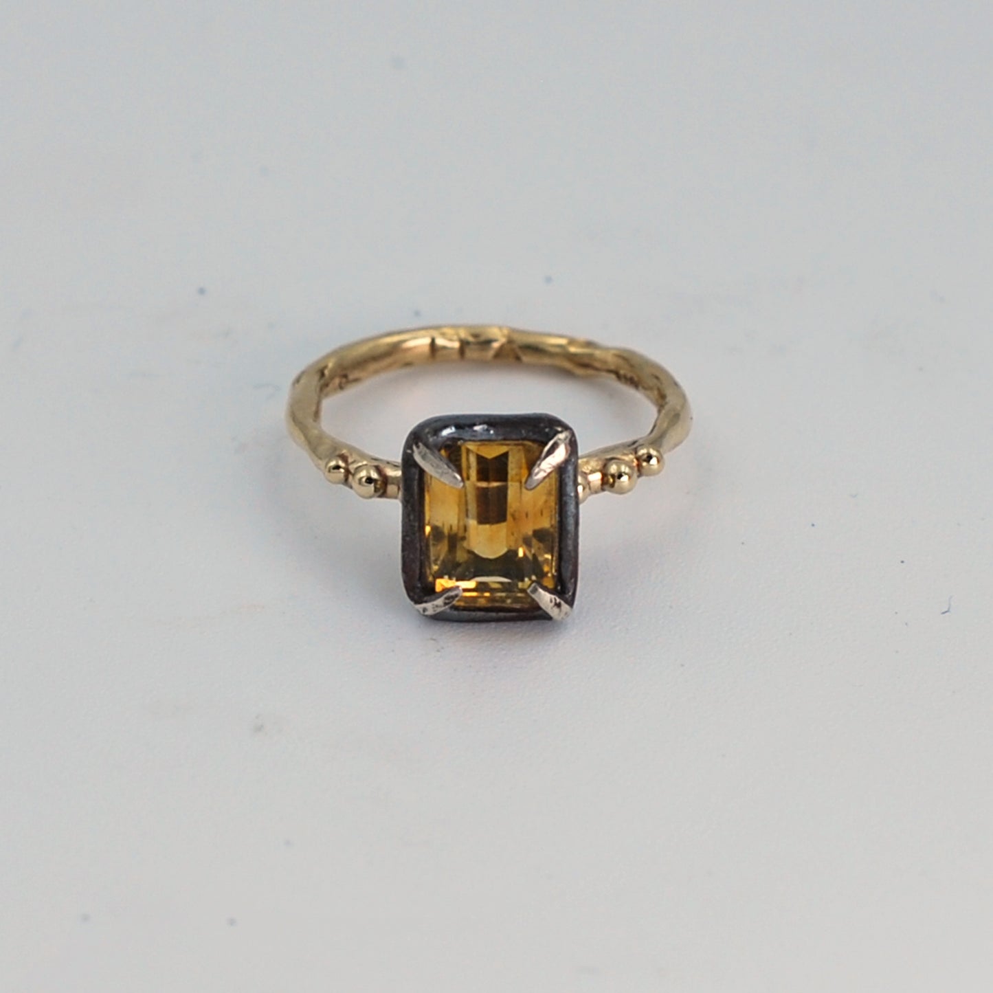 Citrine Solitaire Mixed Metal Cocktail Ring