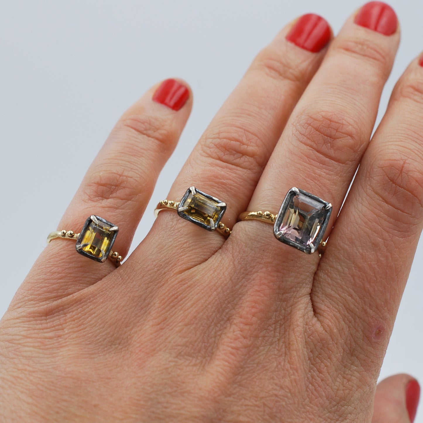 Citrine Solitaire Mixed Metal Cocktail Ring