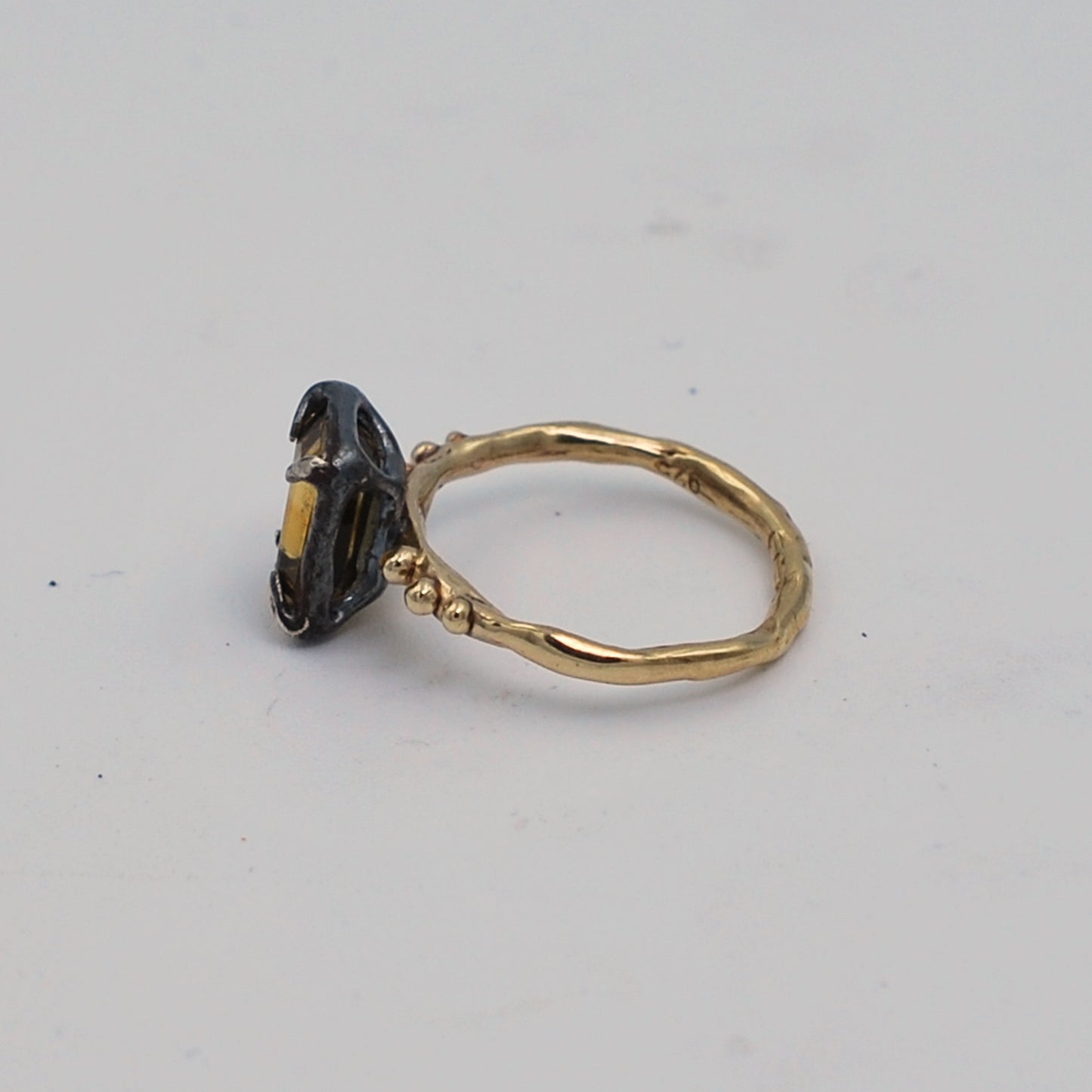 Citrine Solitaire Mixed Metal Cocktail Ring