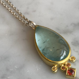 Aqua & Sapphire drop pendant