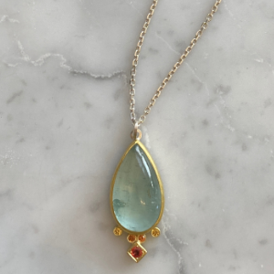 Aqua & Sapphire drop pendant