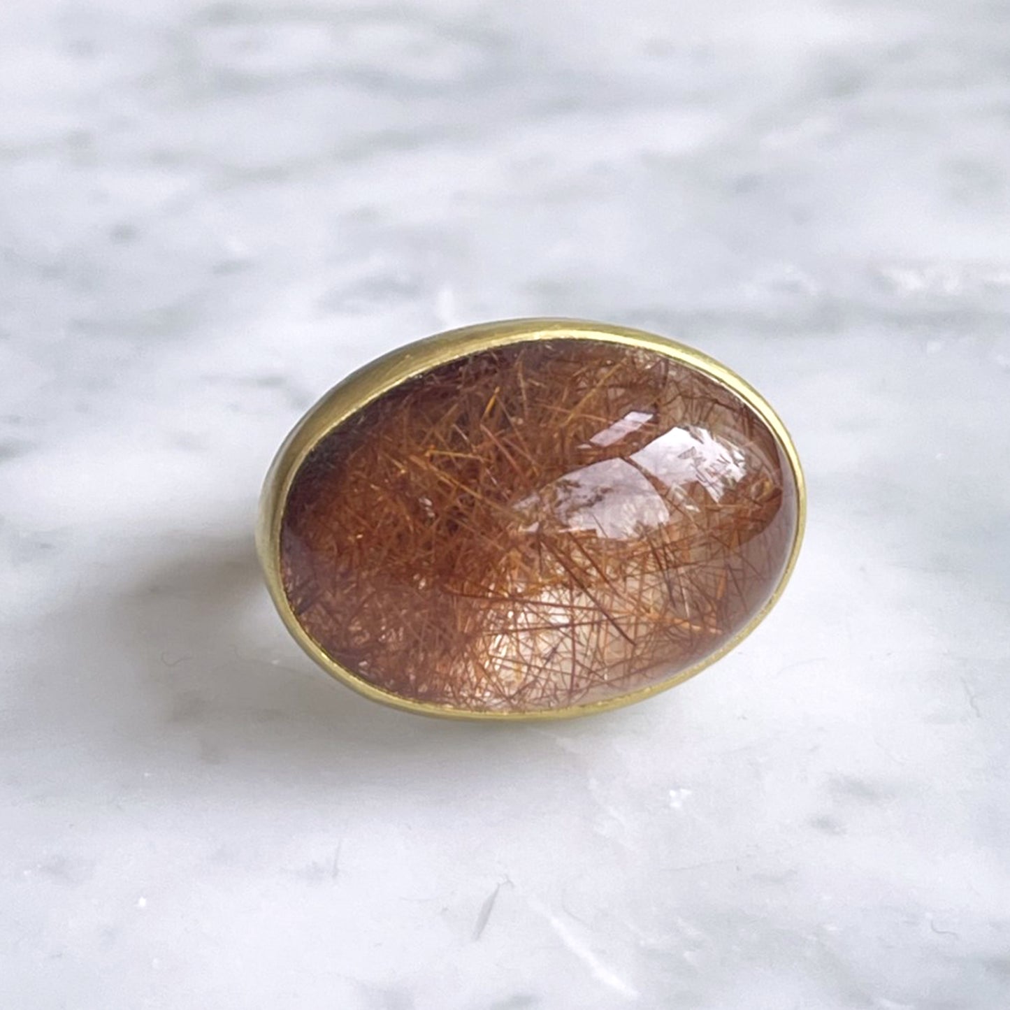 Orange Rutilated Quartz Oval Ring
