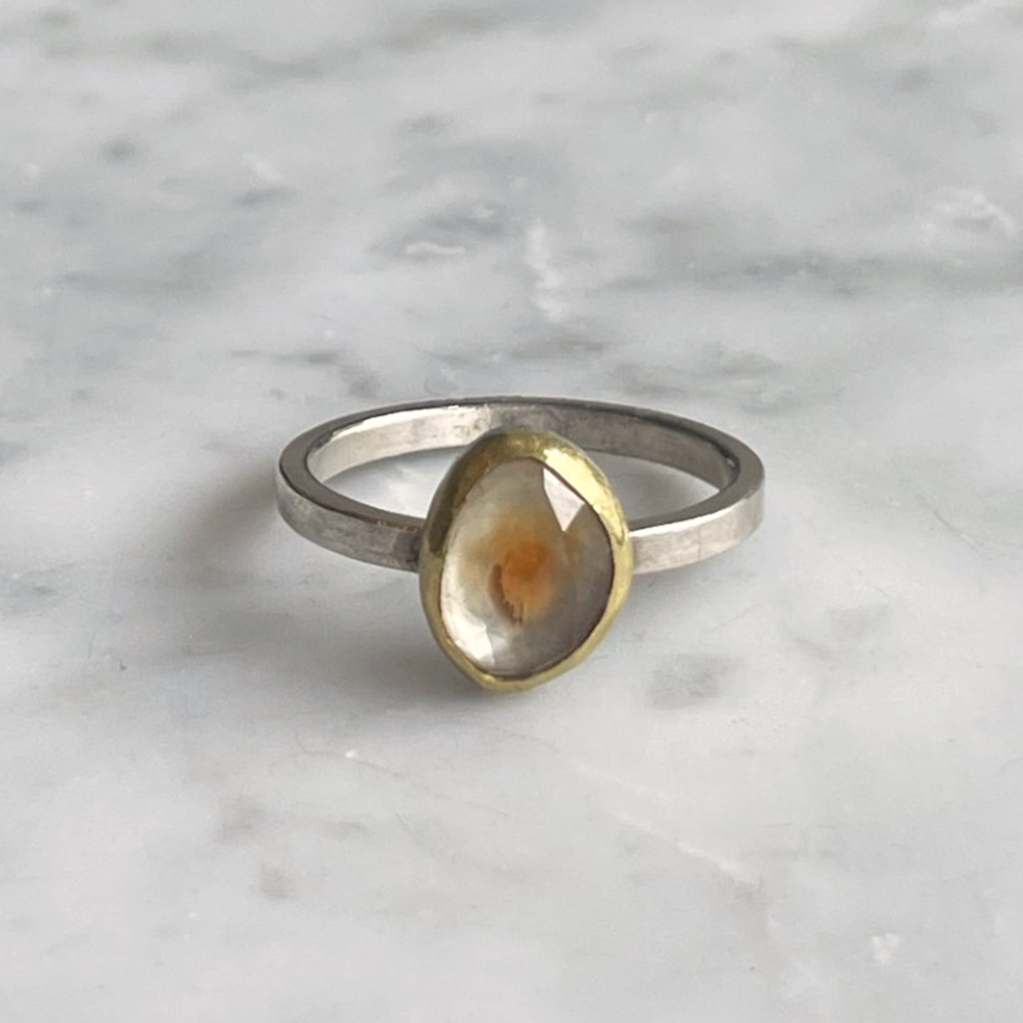 Orange Yolk Sapphire Rose Cut Ring