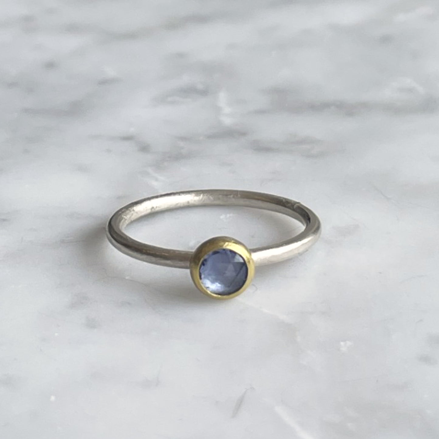Sapphire Rose Cut Round Ring