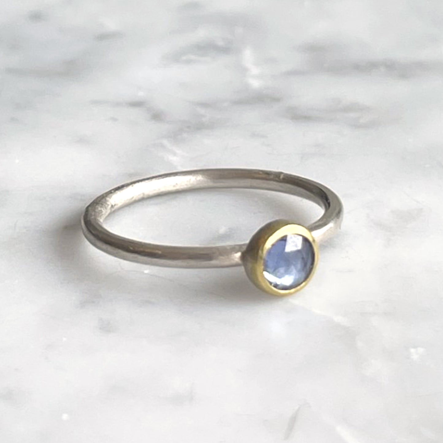 Sapphire Rose Cut Round Ring