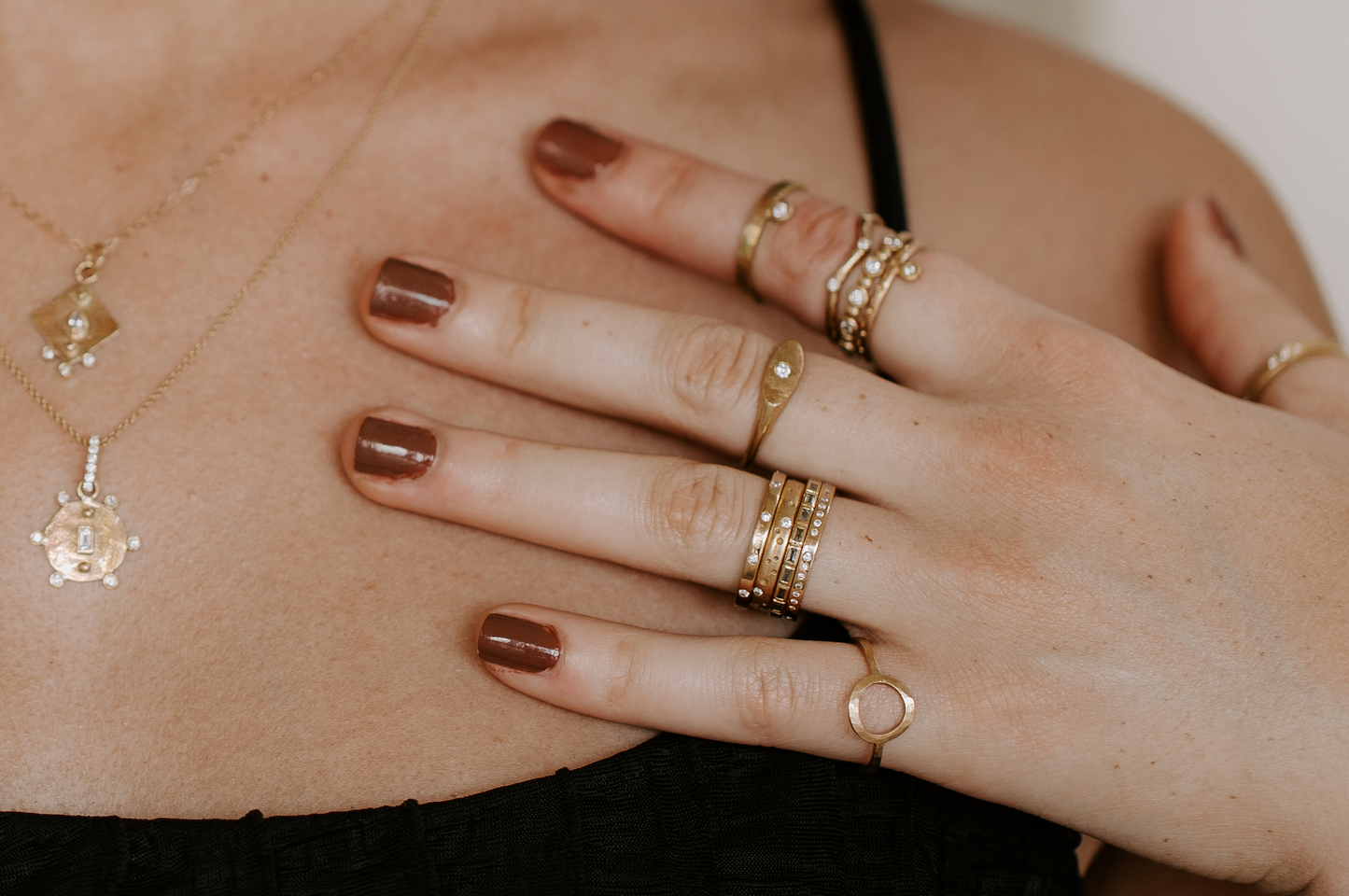 Salt + Pepper Diamond Baguette Stacking Ring