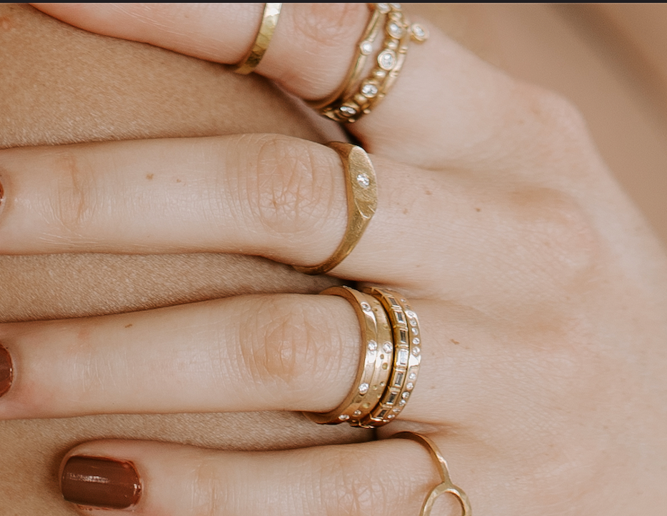 White Diamond Baguette Stacking Ring