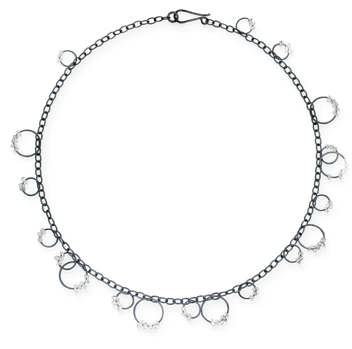Circle Bunches Necklace with herkimer quartz
