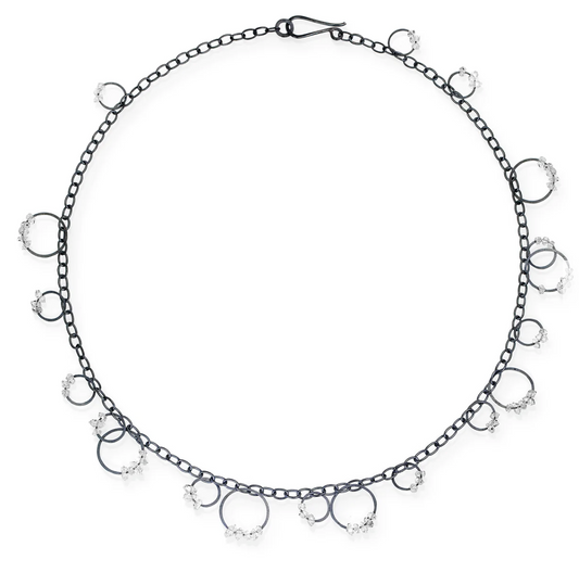 Circle Bunches Necklace with herkimer quartz