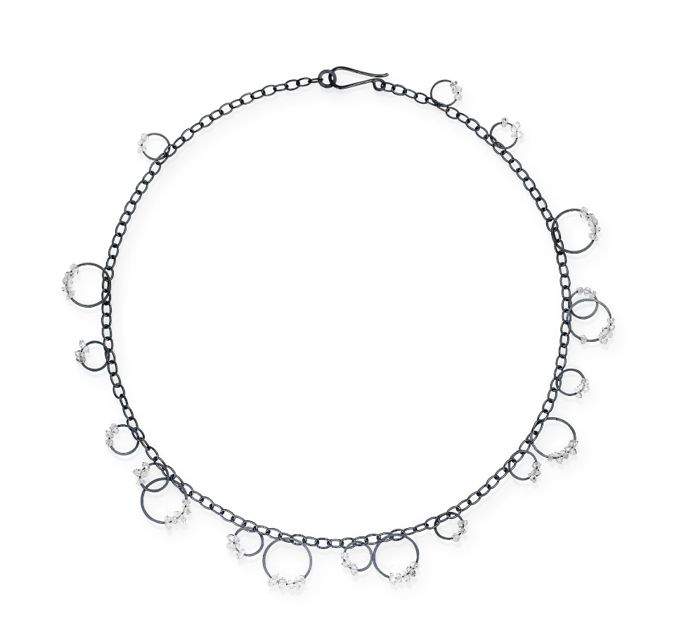 Circle Bunches Necklace with herkimer quartz