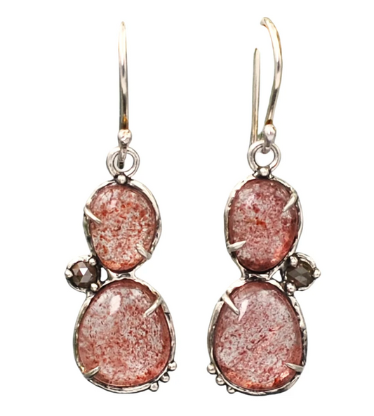 Strawberry Quartz and Diamond Gem Drops